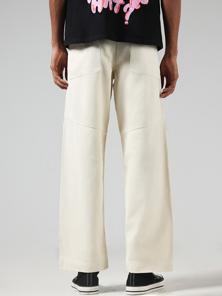 Off-white cotton trousers 